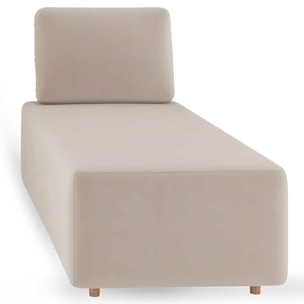 Sofá Chaise Modular 74cm Sala de Estar Rovier Veludo Bege Z32 - Mpozenato