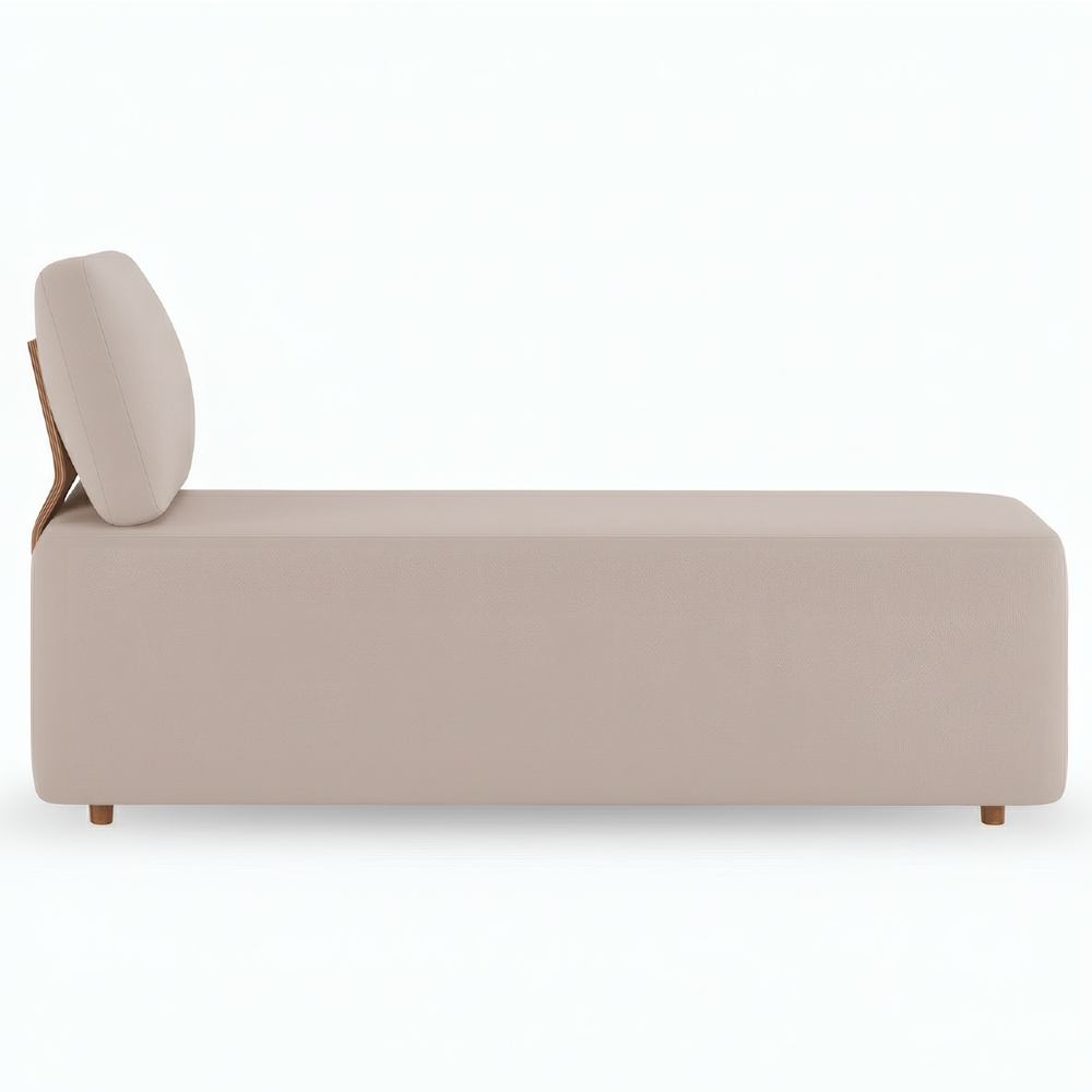 Sofá Chaise Modular 74cm Sala de Estar Rovier Veludo Bege Z32 - Mpozenato