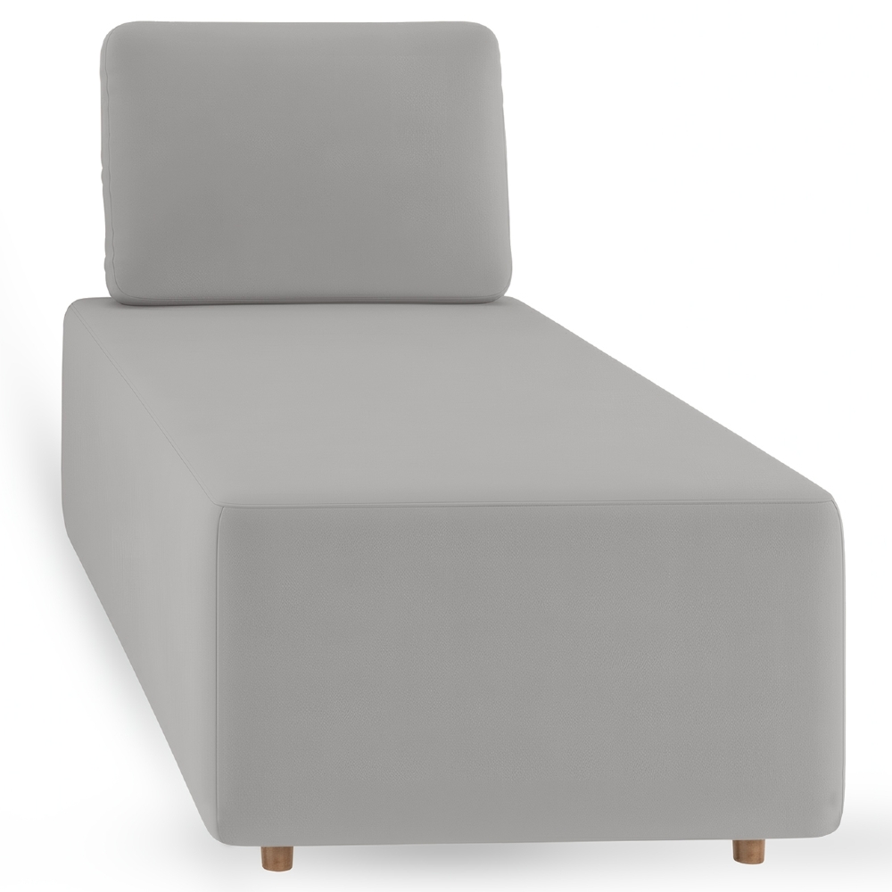 Sofá Chaise Modular 74cm Sala de Estar Rovier Veludo Cinza Z32 - Mpozenato