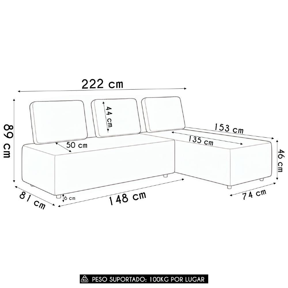 Sofá 3 Lugares Com Chaise 222cm Rovier Sintético Caramelo Z32 - Mpozenato