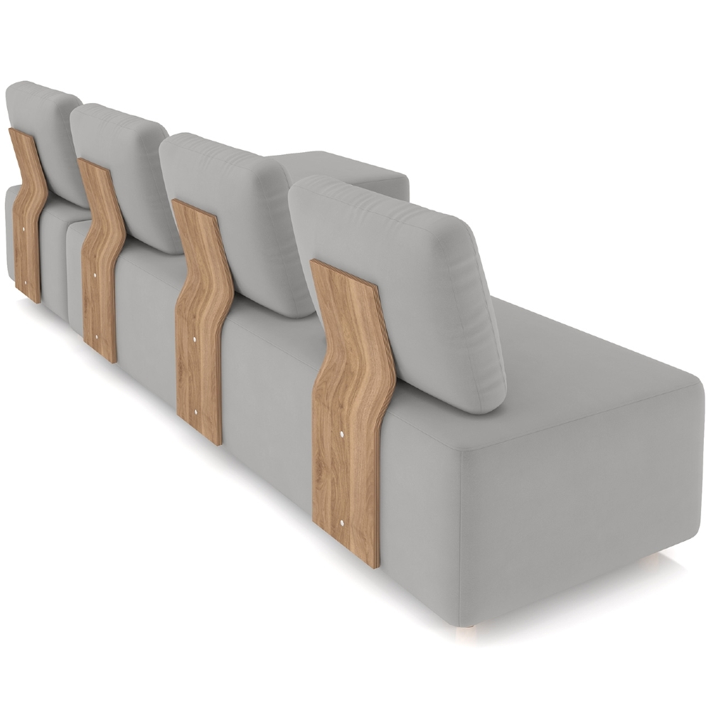 Sofá 4 Lugares Com Chaise 296cm Rovier Veludo Cinza Z32       - Mpozenato