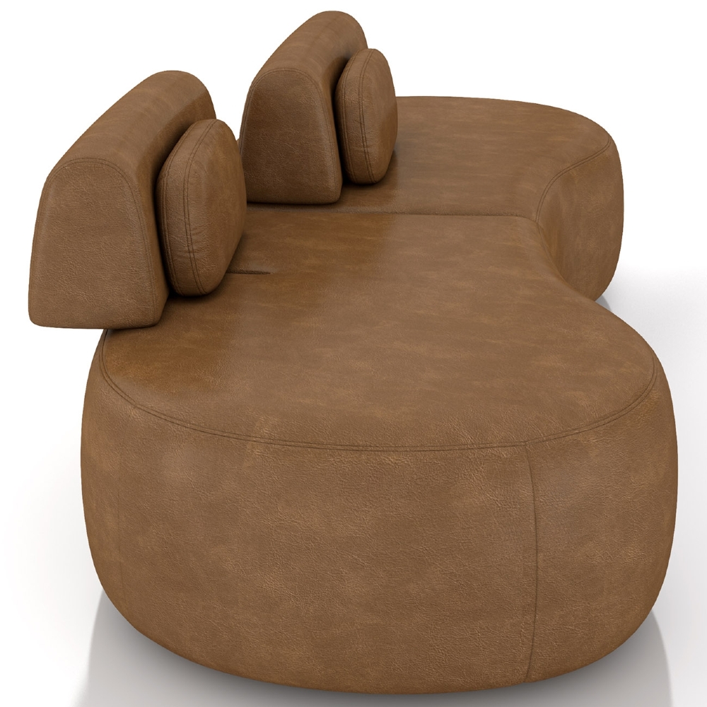 Sofá 4 Lugares 240cm Orgânico Mellanie Sintético Caramelo Z32 - Mpozenato