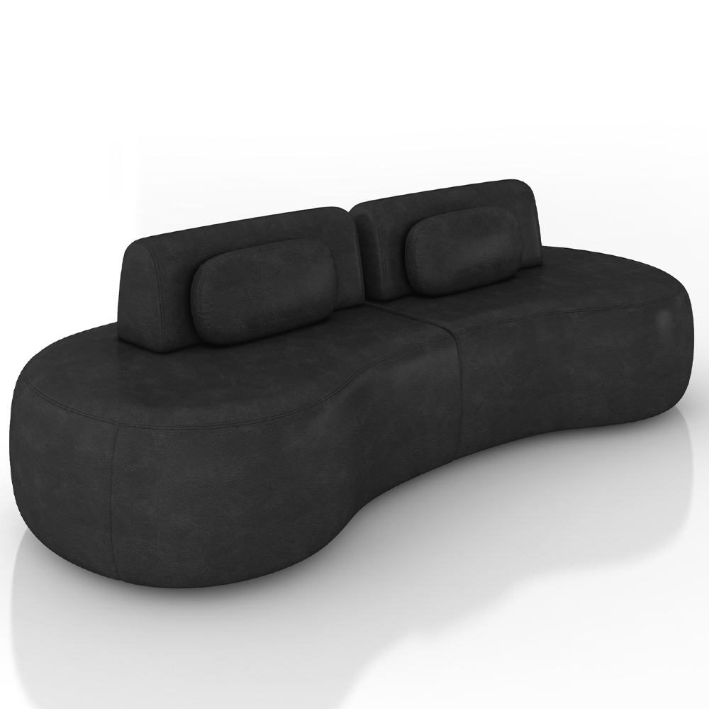 Sofá 4 Lugares 240cm Orgânico Mellanie Sintético Preto  Z32 - Mpozenato