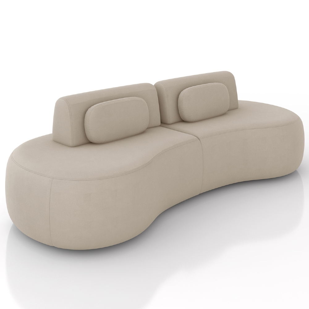 Sofá 4 Lugares 240cm Orgânico Mellanie Veludo Bege Z32 - Mpozenato