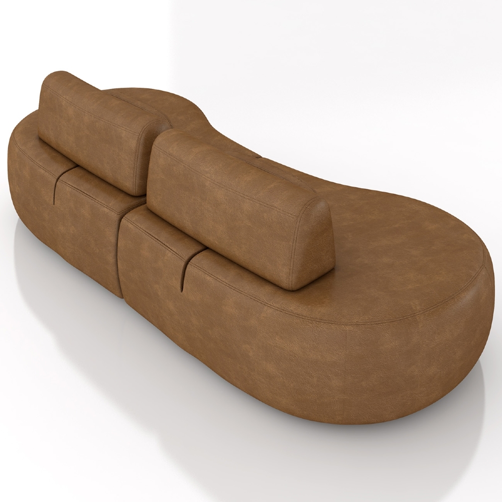 Sofá 4 Lugares 280cm Orgânico Mellanie Sintético Caramelo Z32 - Mpozenato