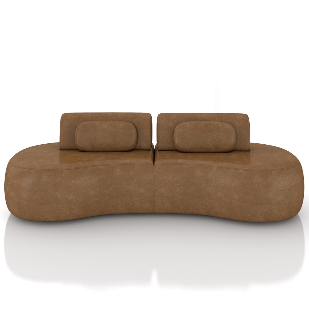 Sofá 4 Lugares 280cm Orgânico Mellanie Sintético Caramelo Z32 - Mpozenato