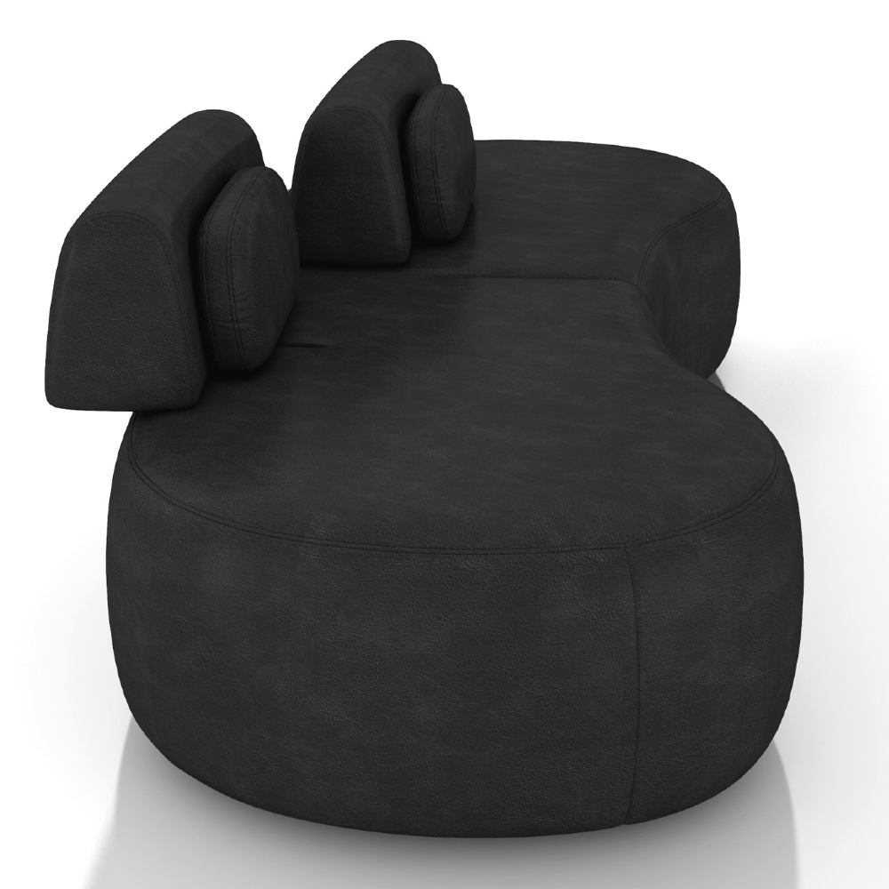 Sofá 4 Lugares 280cm Orgânico Mellanie Sintético Preto Z32 - Mpozenato