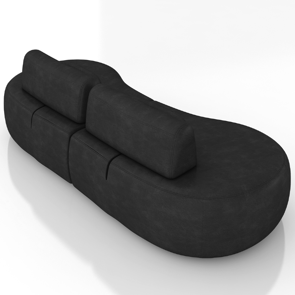 Sofá 4 Lugares 280cm Orgânico Mellanie Sintético Preto Z32 - Mpozenato