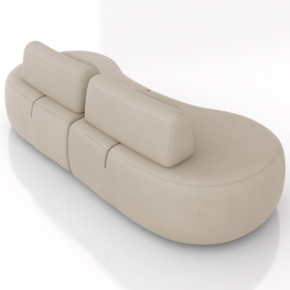 Sofá 4 Lugares 280cm Orgânico Mellanie Veludo Bege Z32 - Mpozenato