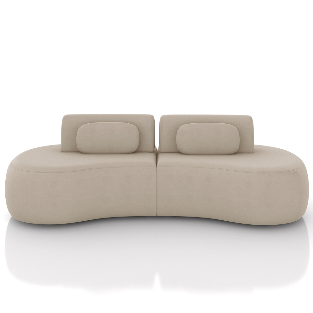 Sofá 4 Lugares 280cm Orgânico Mellanie Veludo Bege Z32 - Mpozenato