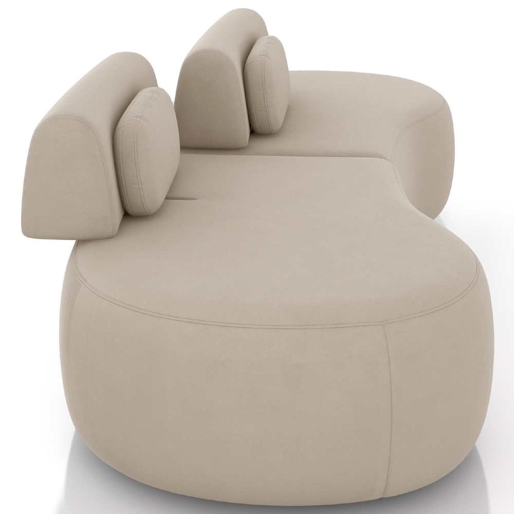 Sofá 4 Lugares 280cm Orgânico Mellanie Veludo Bege Z32 - Mpozenato