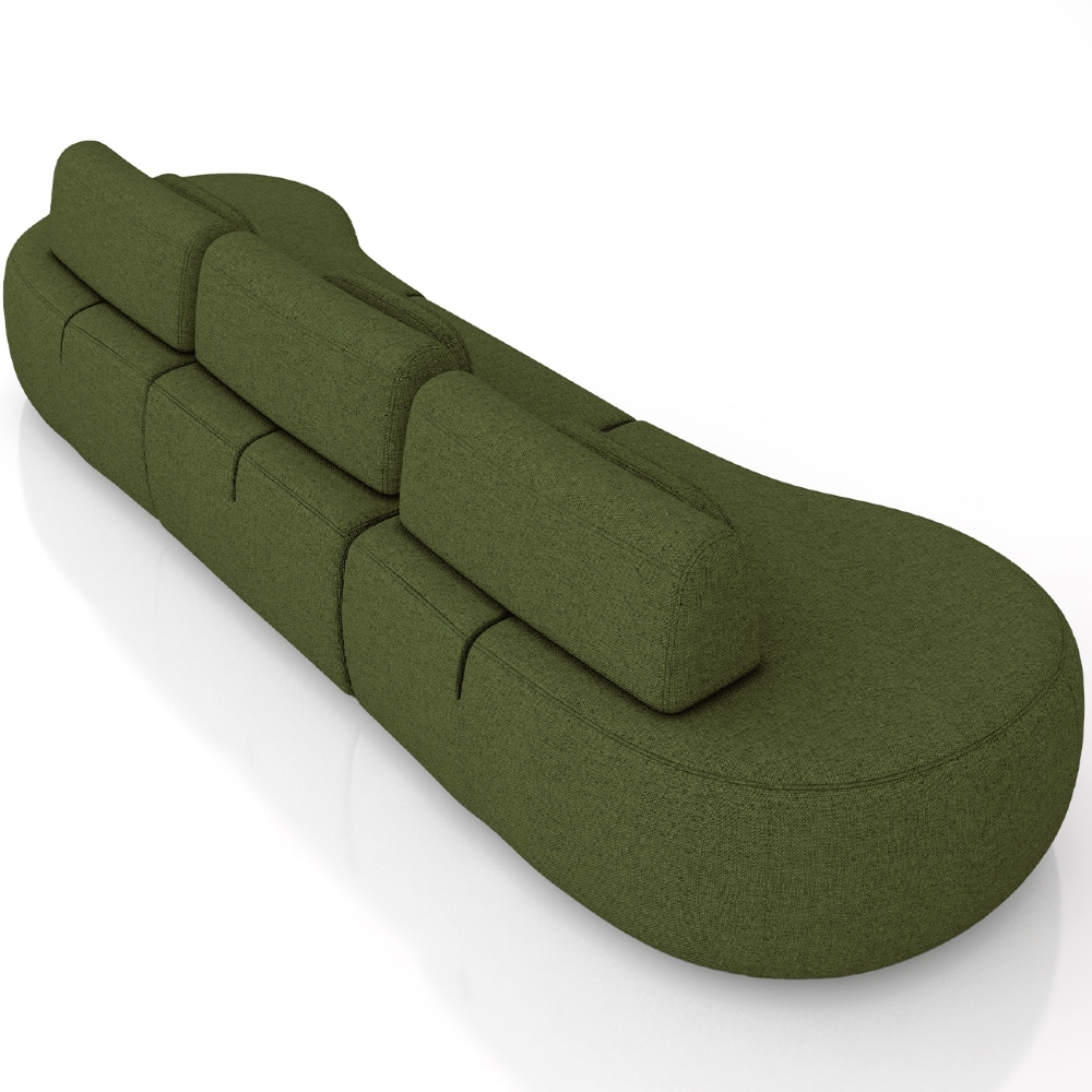 Sofá 4 Lugares 326cm Orgânico Mellanie Linho Verde Z32 - Mpozenato