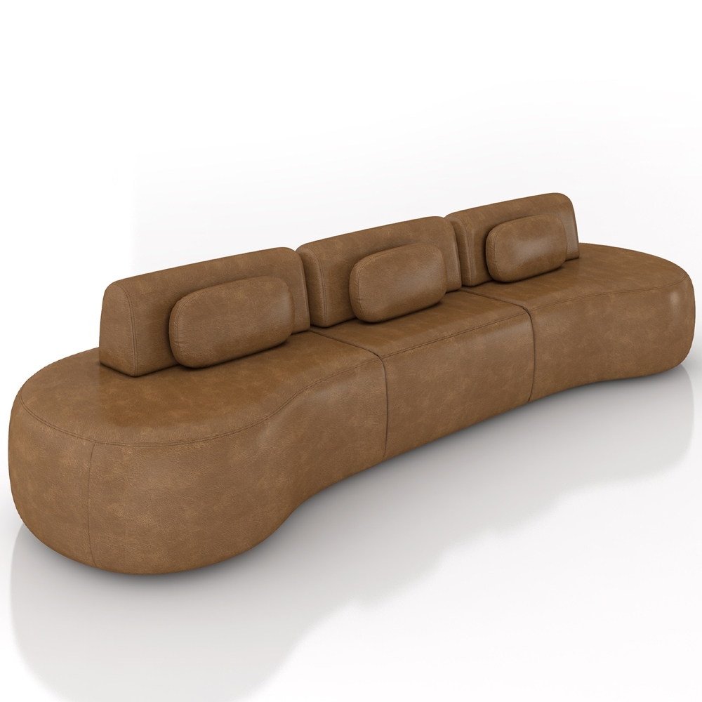 Sofá 4 Lugares 326cm Orgânico Mellanie Sintético Caramelo Z32 - Mpozenato