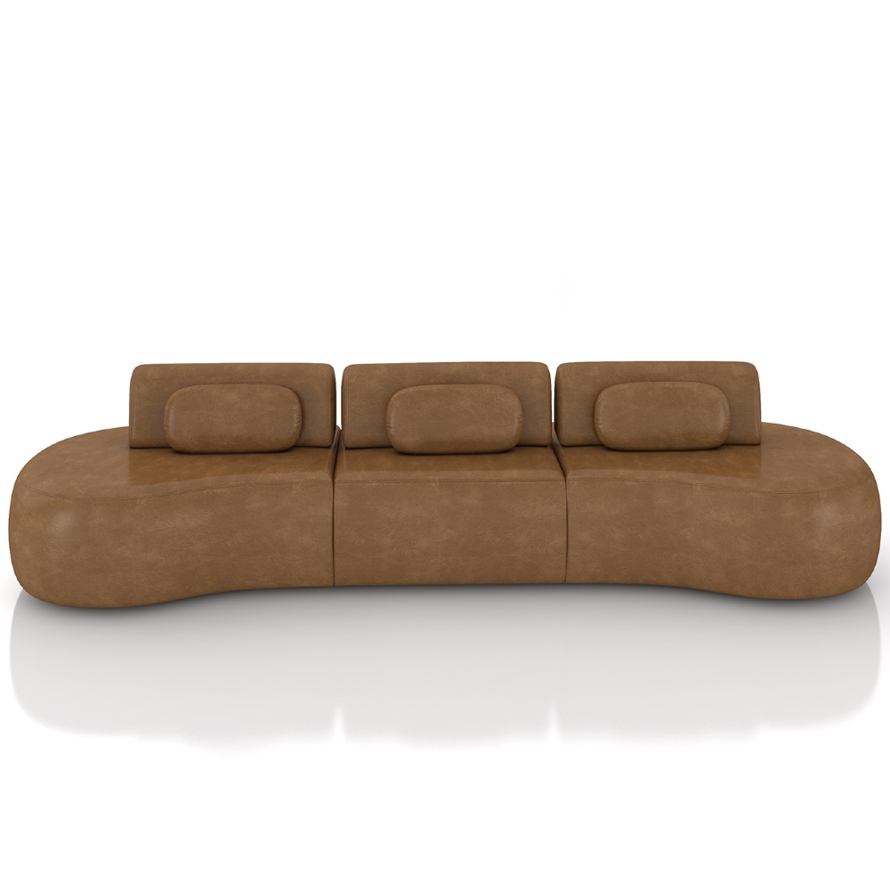 Sofá 4 Lugares 326cm Orgânico Mellanie Sintético Caramelo Z32 - Mpozenato