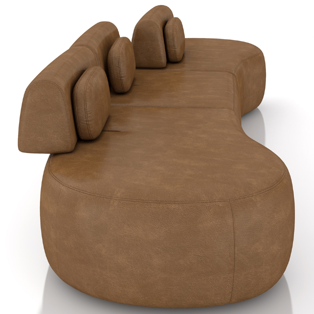 Sofá 4 Lugares 326cm Orgânico Mellanie Sintético Caramelo Z32 - Mpozenato