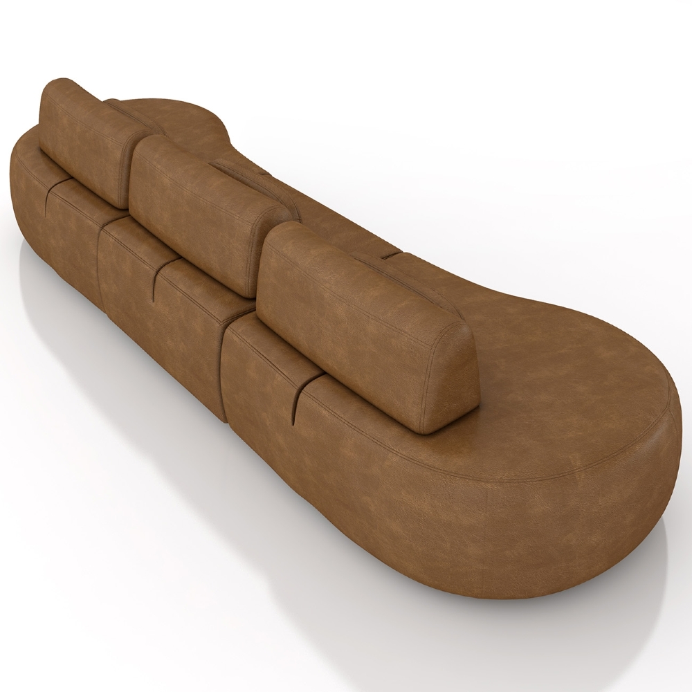 Sofá 4 Lugares 326cm Orgânico Mellanie Sintético Caramelo Z32 - Mpozenato