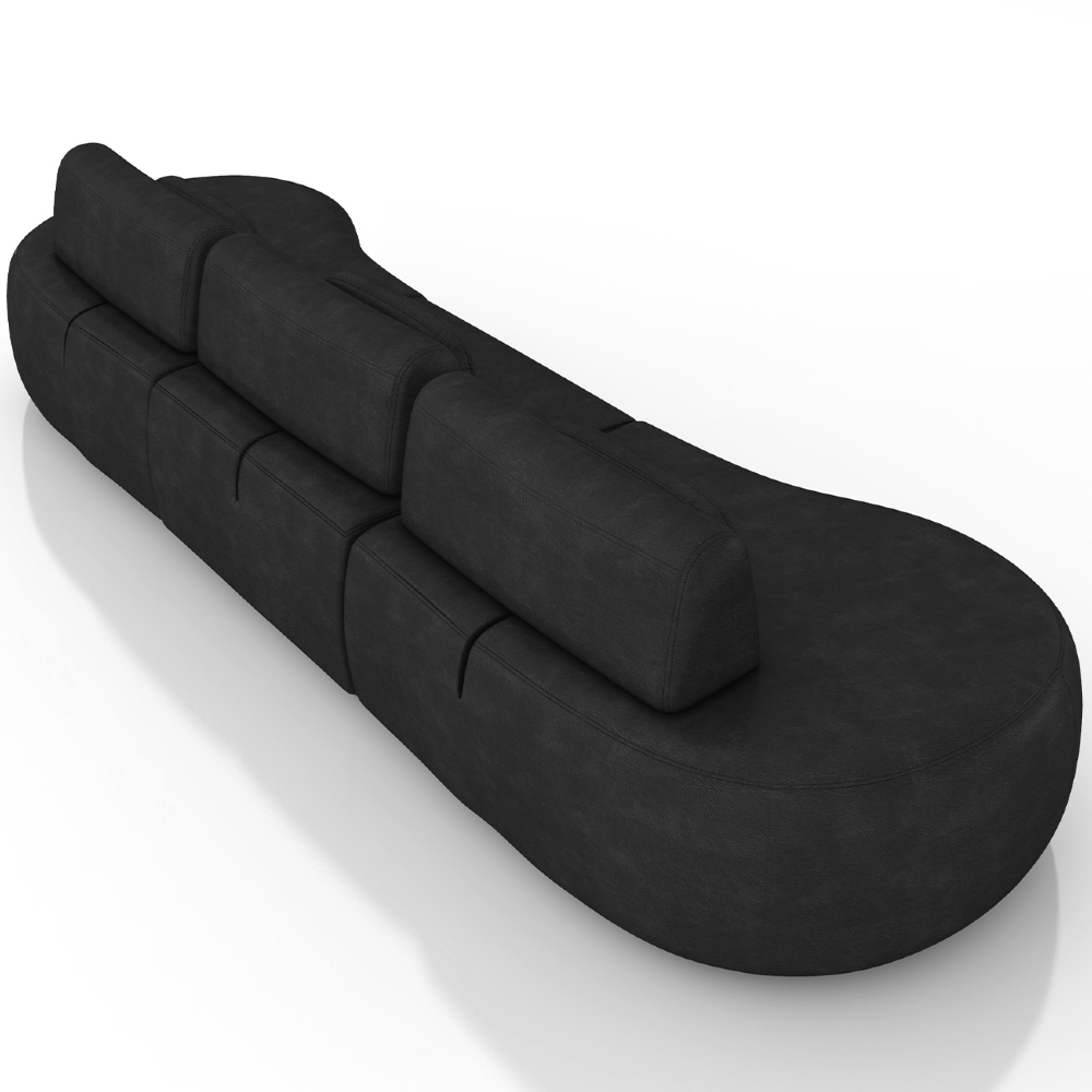 Sofá 4 Lugares 326cm Orgânico Mellanie Sintético Preto Z32 - Mpozenato