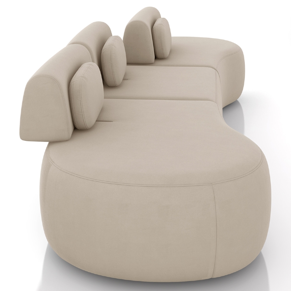 Sofá 4 Lugares 326cm Orgânico Mellanie Veludo Bege Z32 - Mpozenato