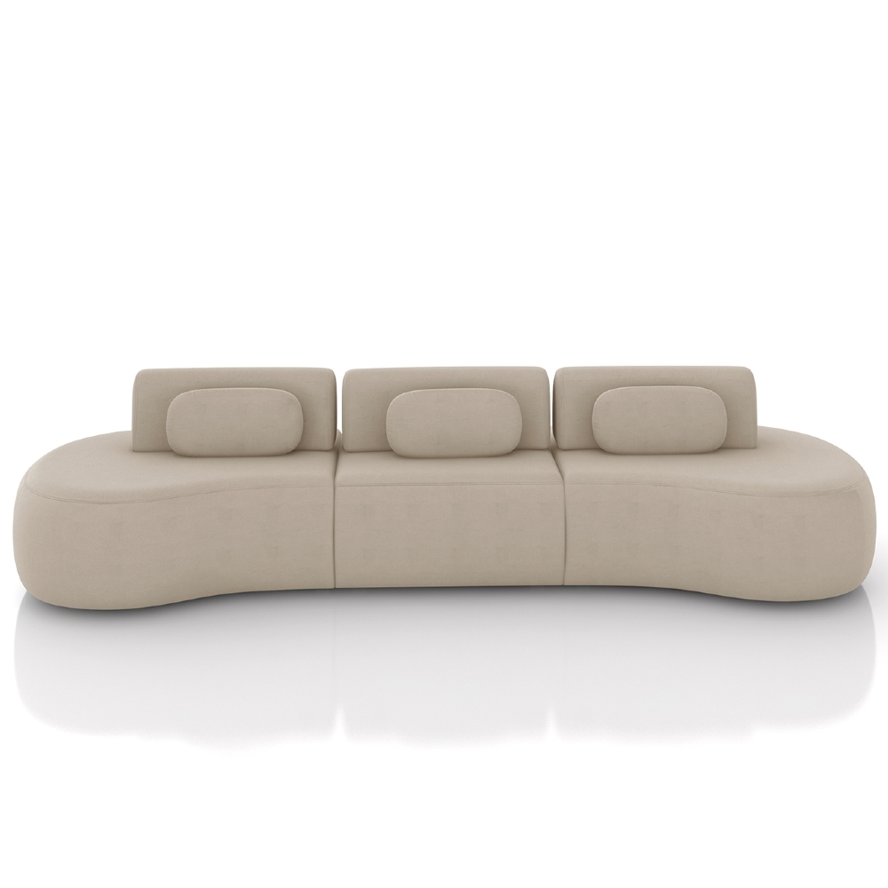 Sofá 4 Lugares 326cm Orgânico Mellanie Veludo Bege Z32 - Mpozenato