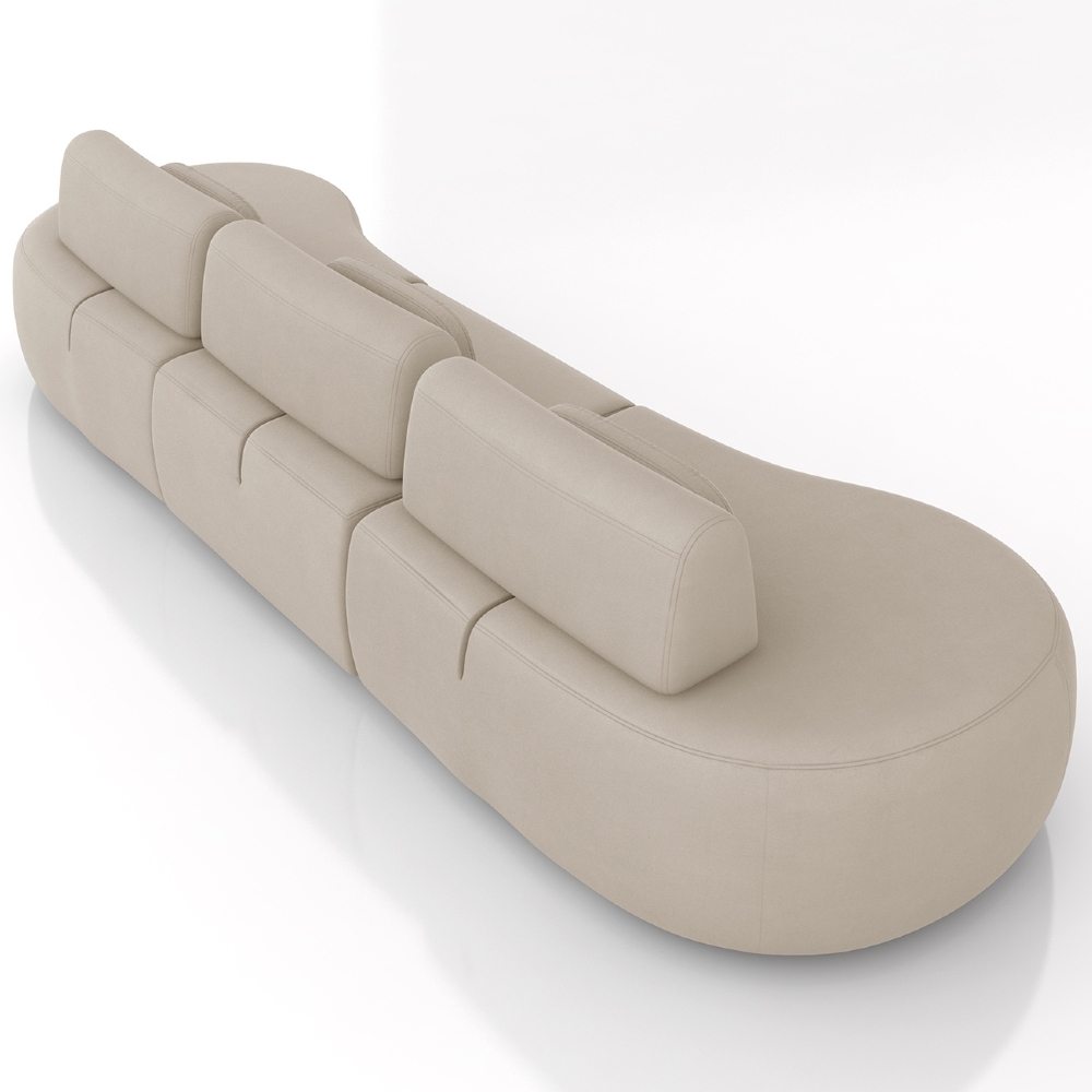 Sofá 4 Lugares 326cm Orgânico Mellanie Veludo Bege Z32 - Mpozenato