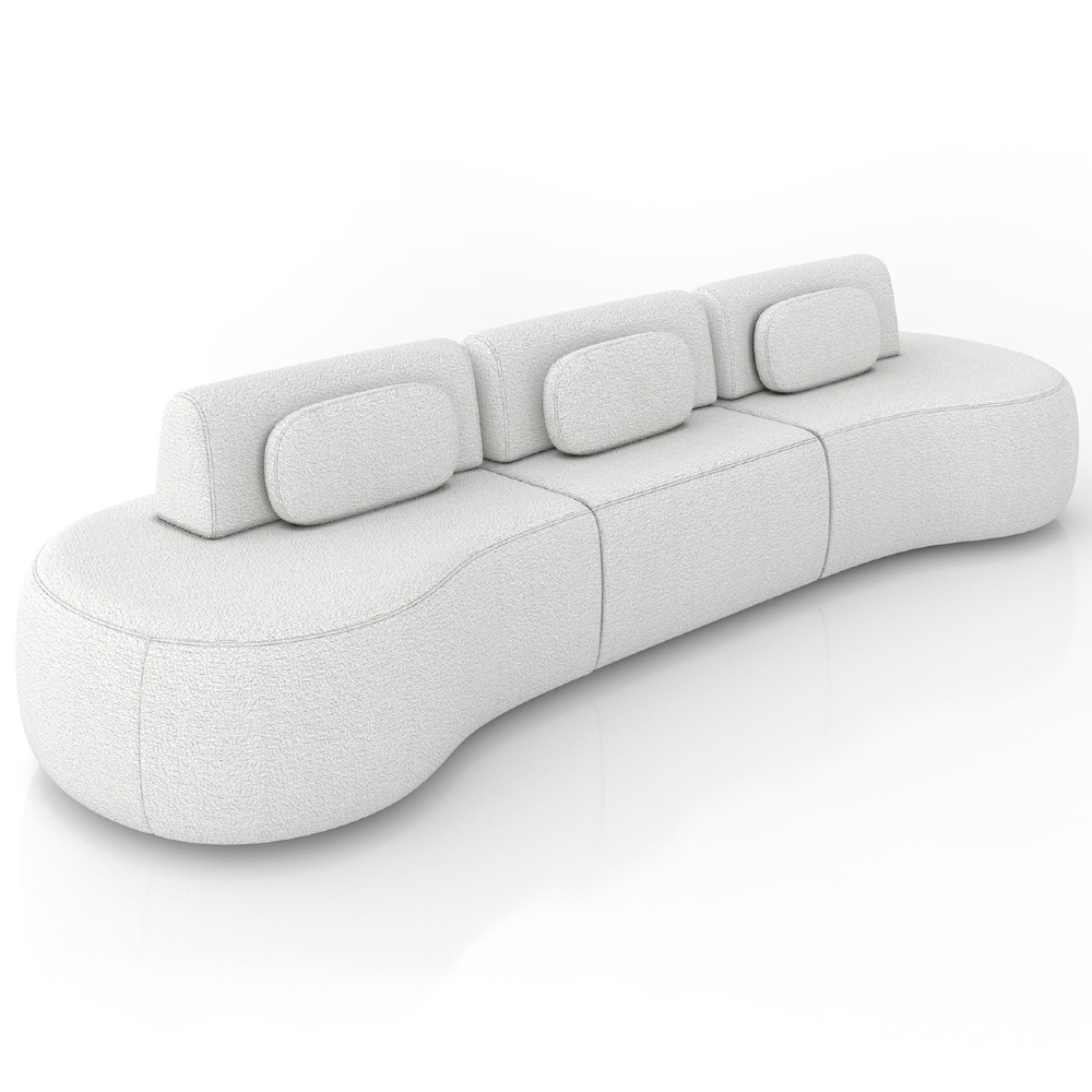 Sofá 4 Lugares 366cm Orgânico Mellanie Boucle Cru Z32 - Mpozenato