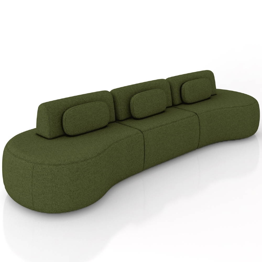 Sofá 4 Lugares 366cm Orgânico Mellanie Linho Verde Z32 - Mpozenato