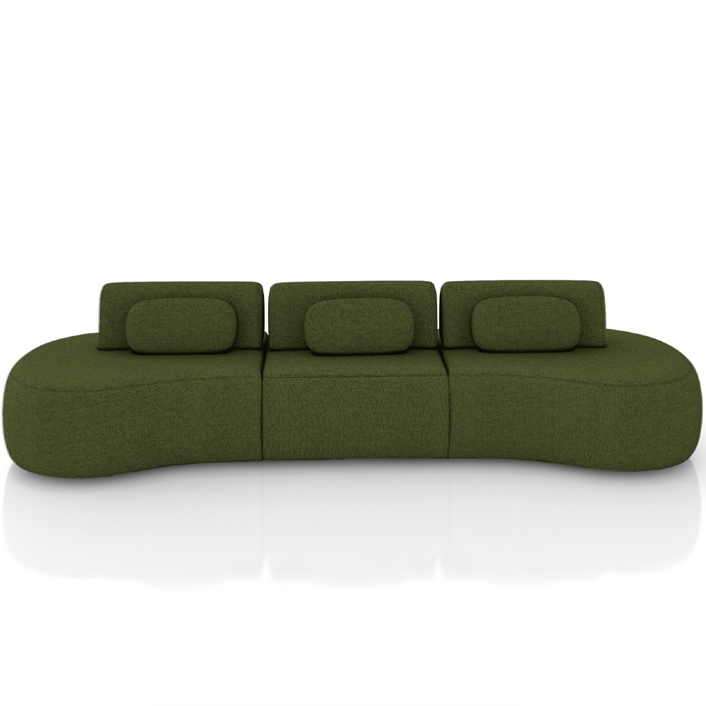 Sofá 4 Lugares 366cm Orgânico Mellanie Linho Verde Z32 - Mpozenato