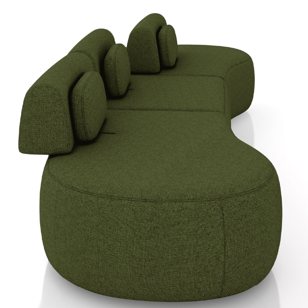 Sofá 4 Lugares 366cm Orgânico Mellanie Linho Verde Z32 - Mpozenato