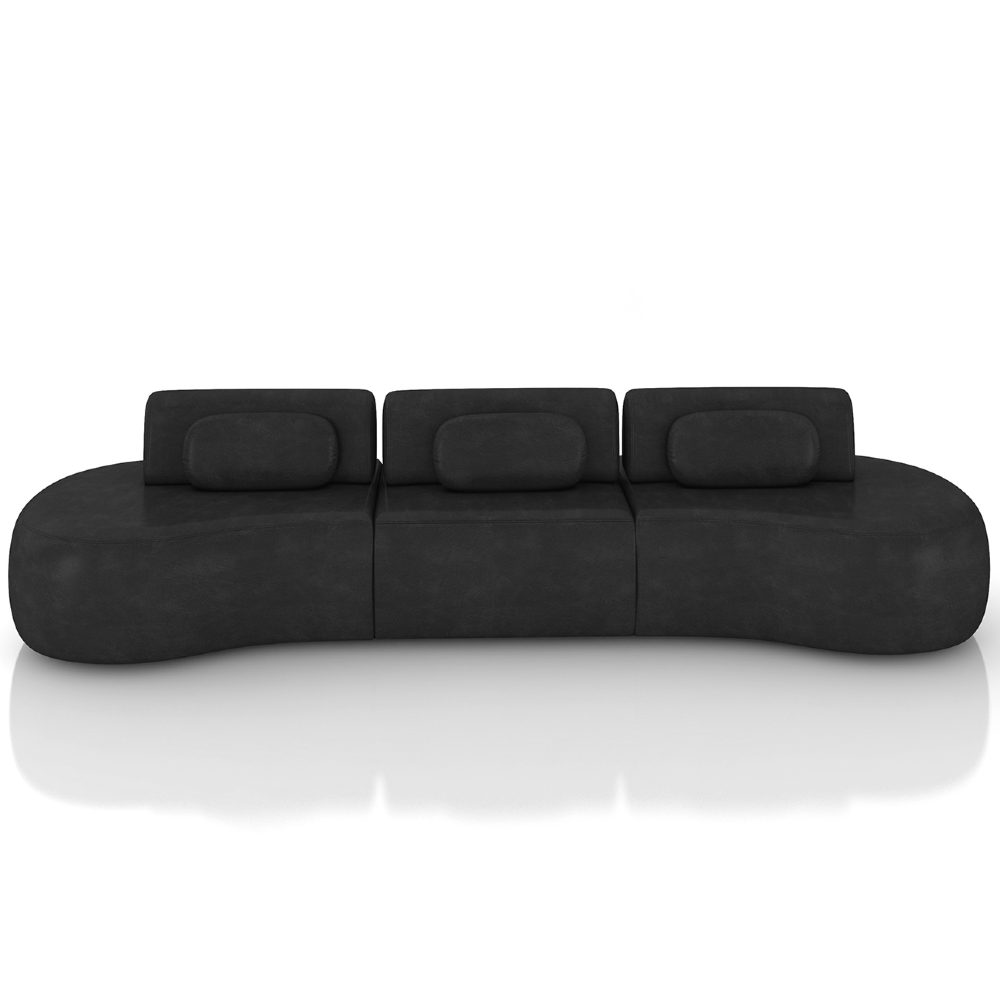 Sofá 4 Lugares 366cm Orgânico Mellanie Sintético Preto Z32 - Mpozenato