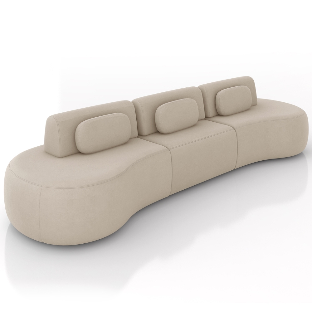 Sofá 4 Lugares 366cm Orgânico Mellanie Veludo Bege Z32 - Mpozenato