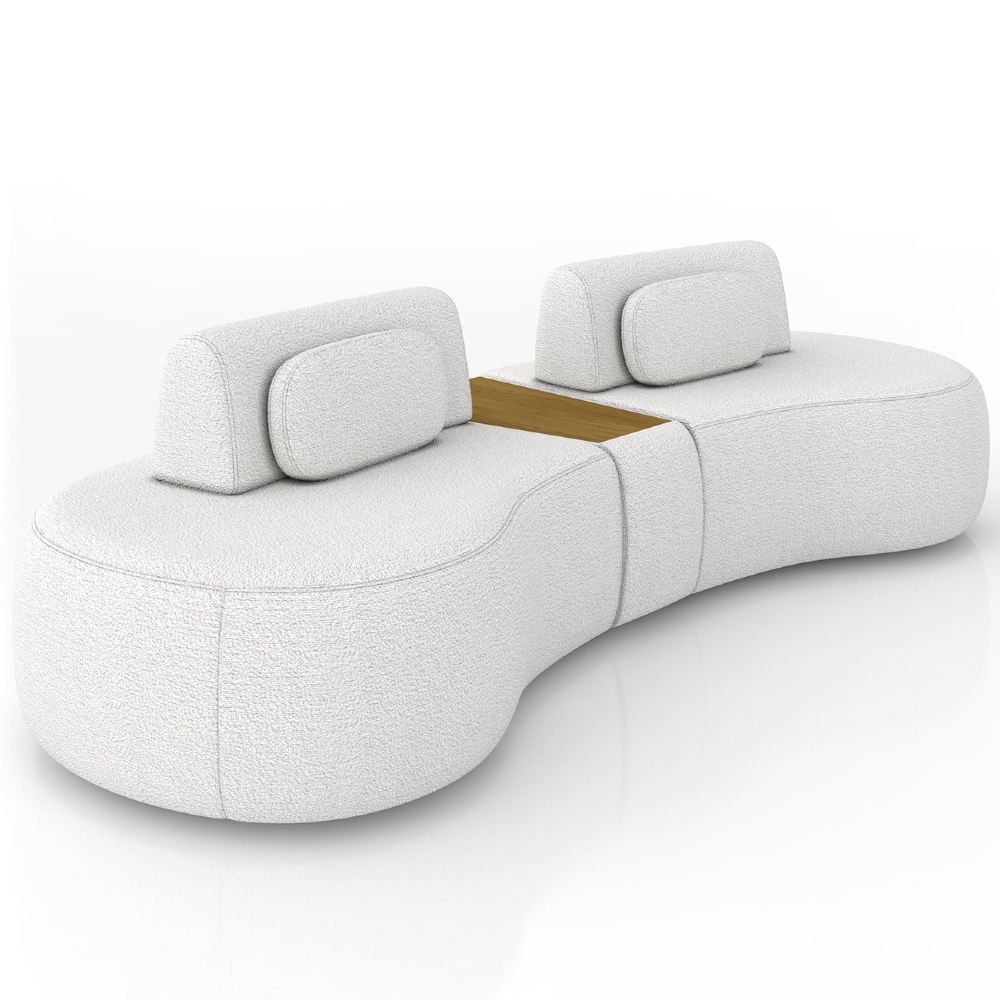 Sofá 4 Lugares 285cm Orgânico Com Mesa Mellanie Boucle Cru Z32 - Mpozenato