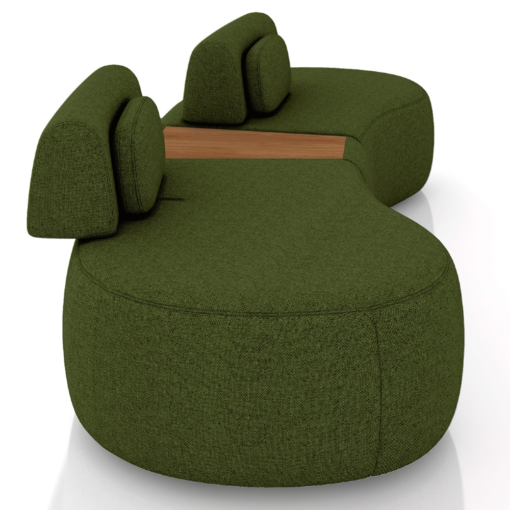 Sofá 4 Lugares 285cm Orgânico Com Mesa Mellanie Linho Verde Z32 - Mpozenato