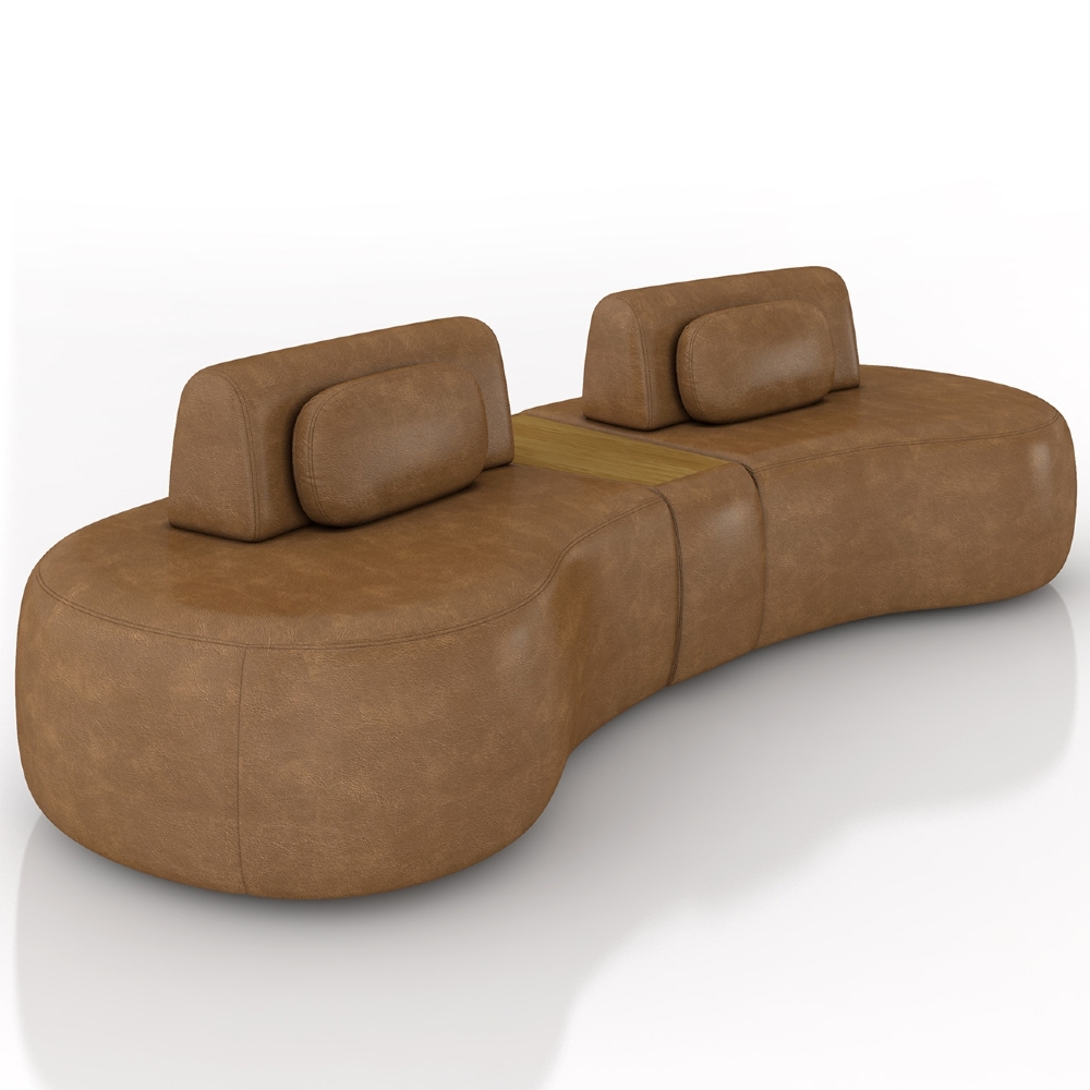 Sofá 4 Lugares 285cm Orgânico Com Mesa Mellanie Sintético Caramelo Z32 - Mpozenato