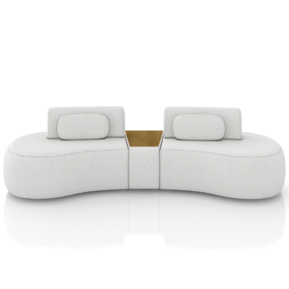 Sofá 4 Lugares 325cm Orgânico Com Mesa Mellanie Boucle Cru Z32 - Mpozenato