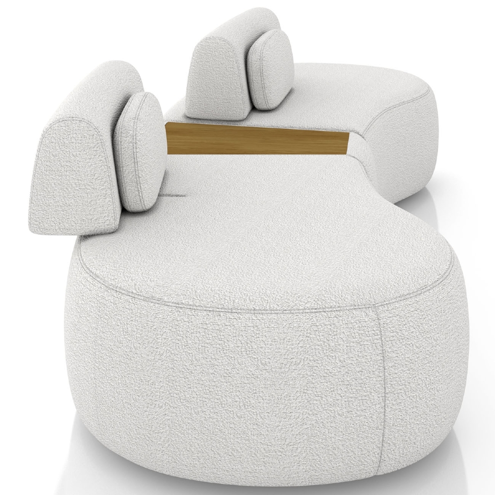 Sofá 4 Lugares 325cm Orgânico Com Mesa Mellanie Boucle Cru Z32 - Mpozenato