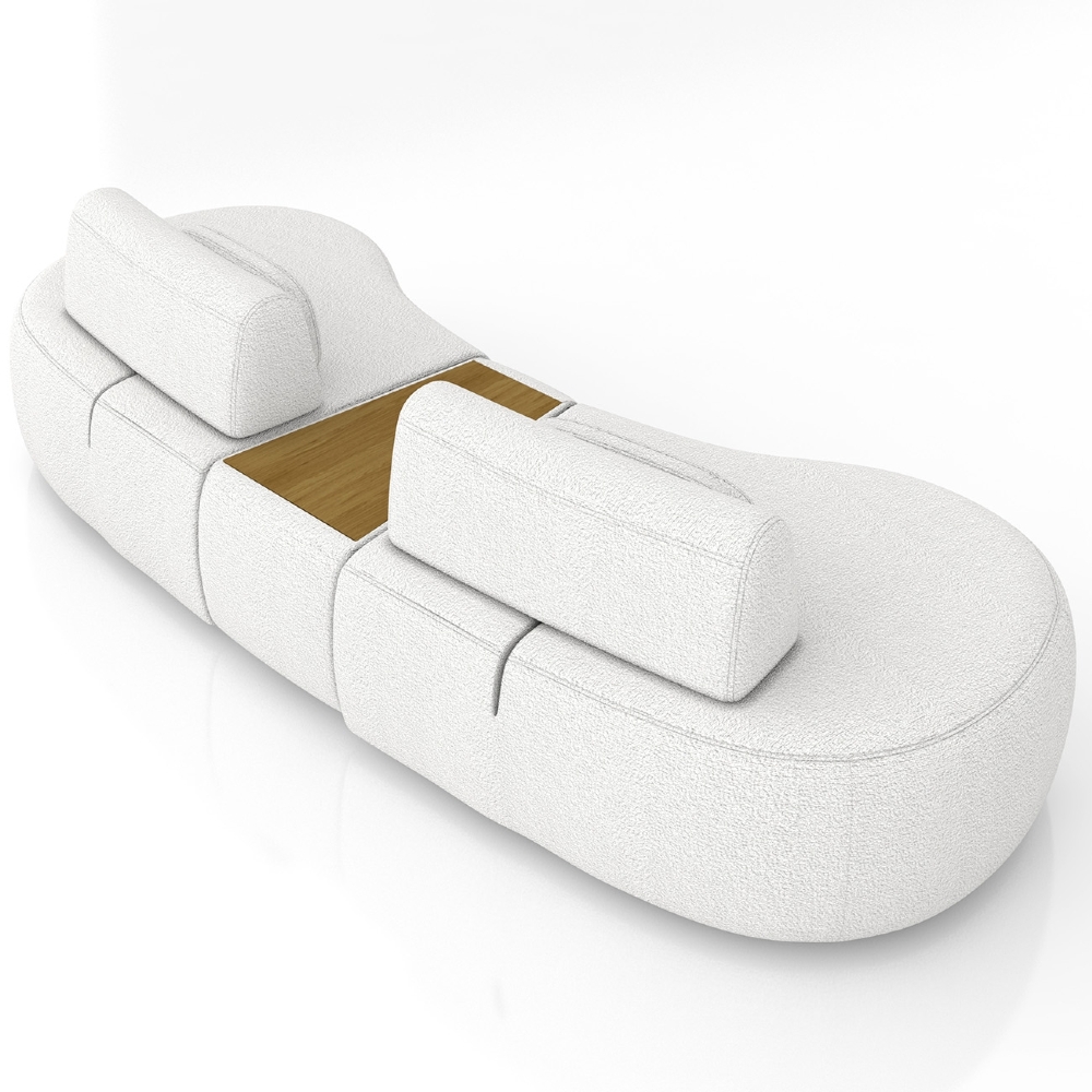 Sofá 4 Lugares 325cm Orgânico Com Mesa Mellanie Boucle Cru Z32 - Mpozenato