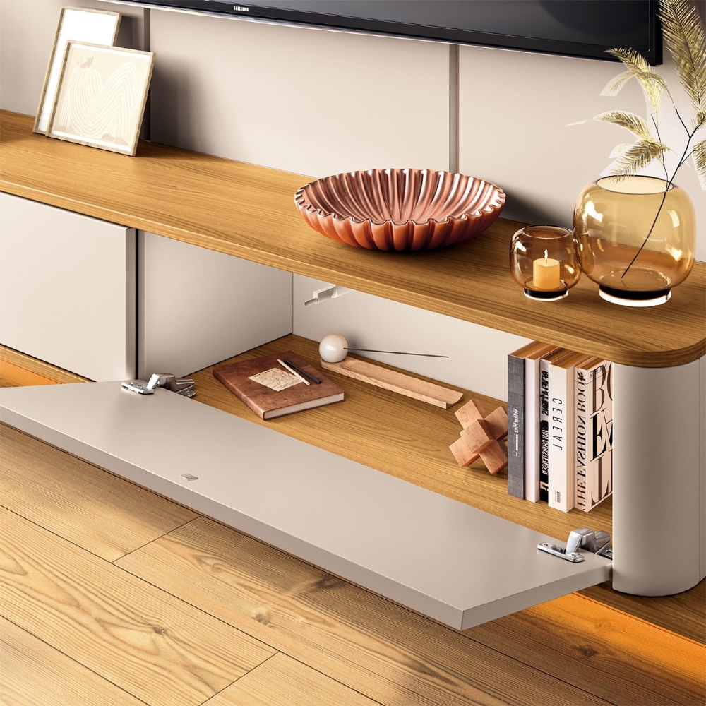 Painel TV 70 Pol 180cm Bancada Suspensa Gava H01 Off/Cinamomo - Mpozenato