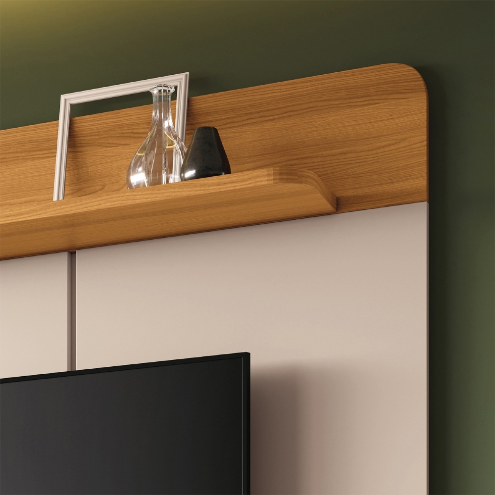 Painel TV 70 Pol 180cm Bancada Suspensa Gava H01 Off/Cinamomo - Mpozenato