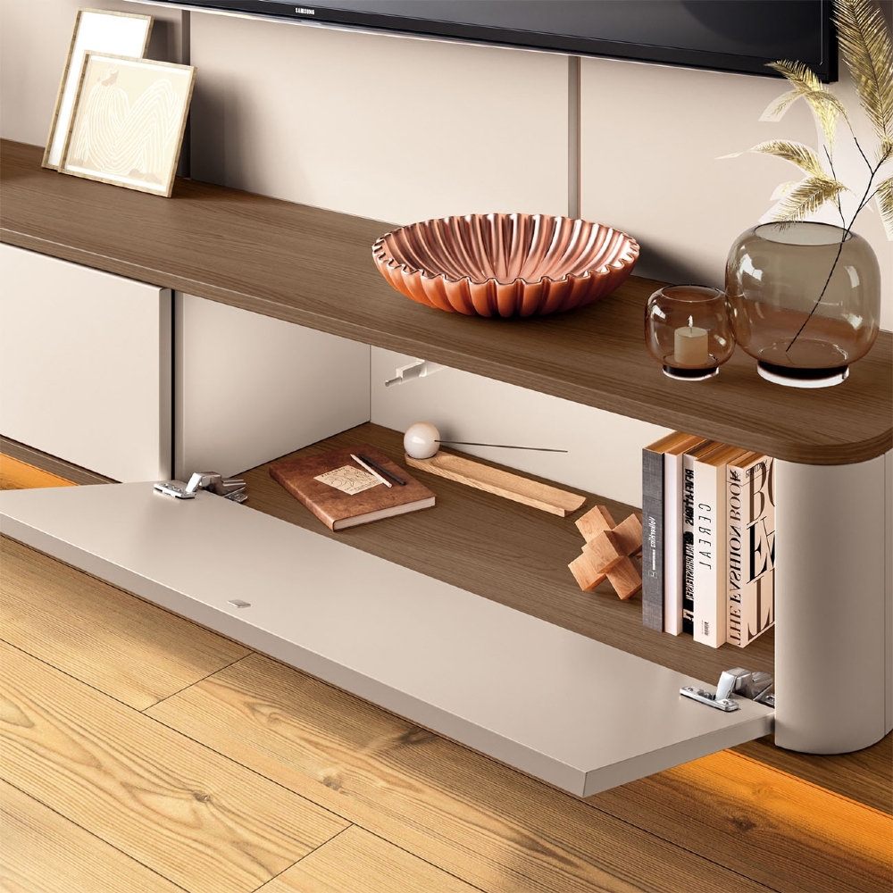 Painel TV 70 Pol 180cm Bancada Suspensa Gava H01 Off/Castanho - Mpozenato