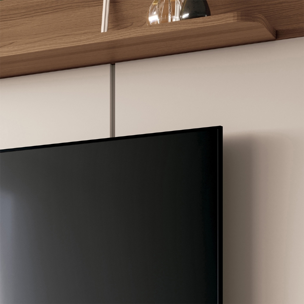 Painel TV 70 Pol 180cm Bancada Suspensa Gava H01 Off/Castanho - Mpozenato