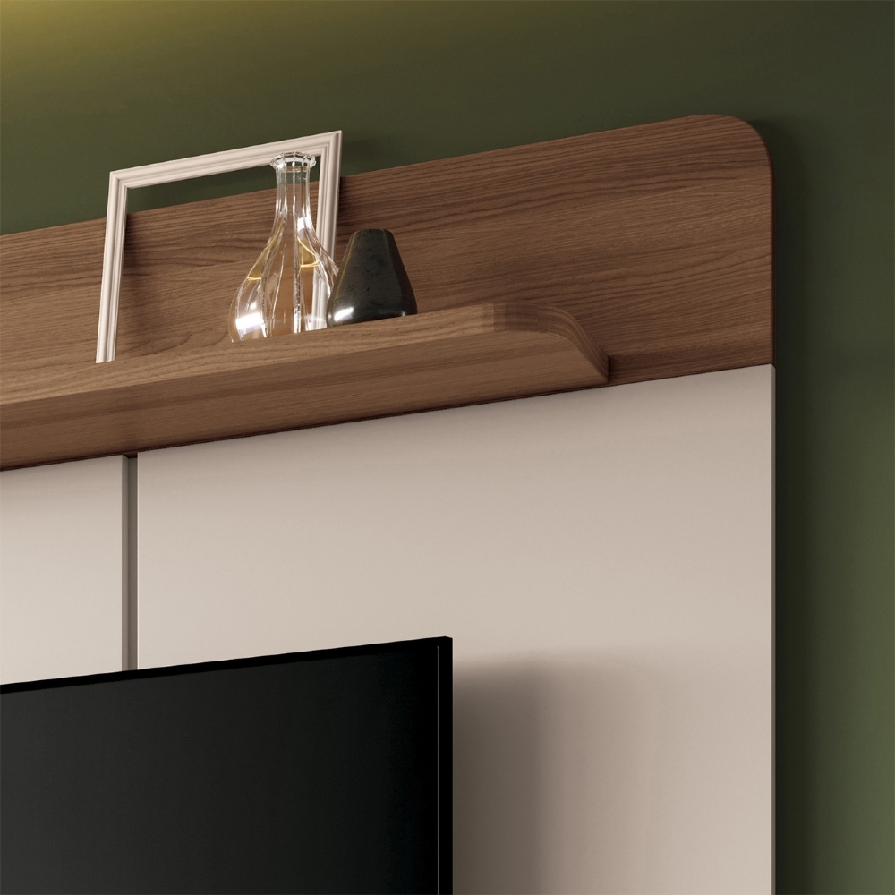 Painel TV 70 Pol 180cm Bancada Suspensa Galax Off/Castanho - HB Móveis