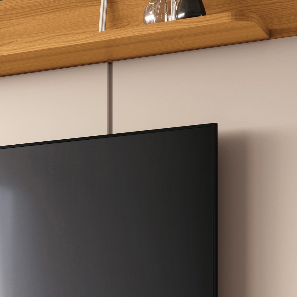 Painel TV 70 Pol 180cm Bancada Suspensa Galax Off/Cinamomo - HB Móveis