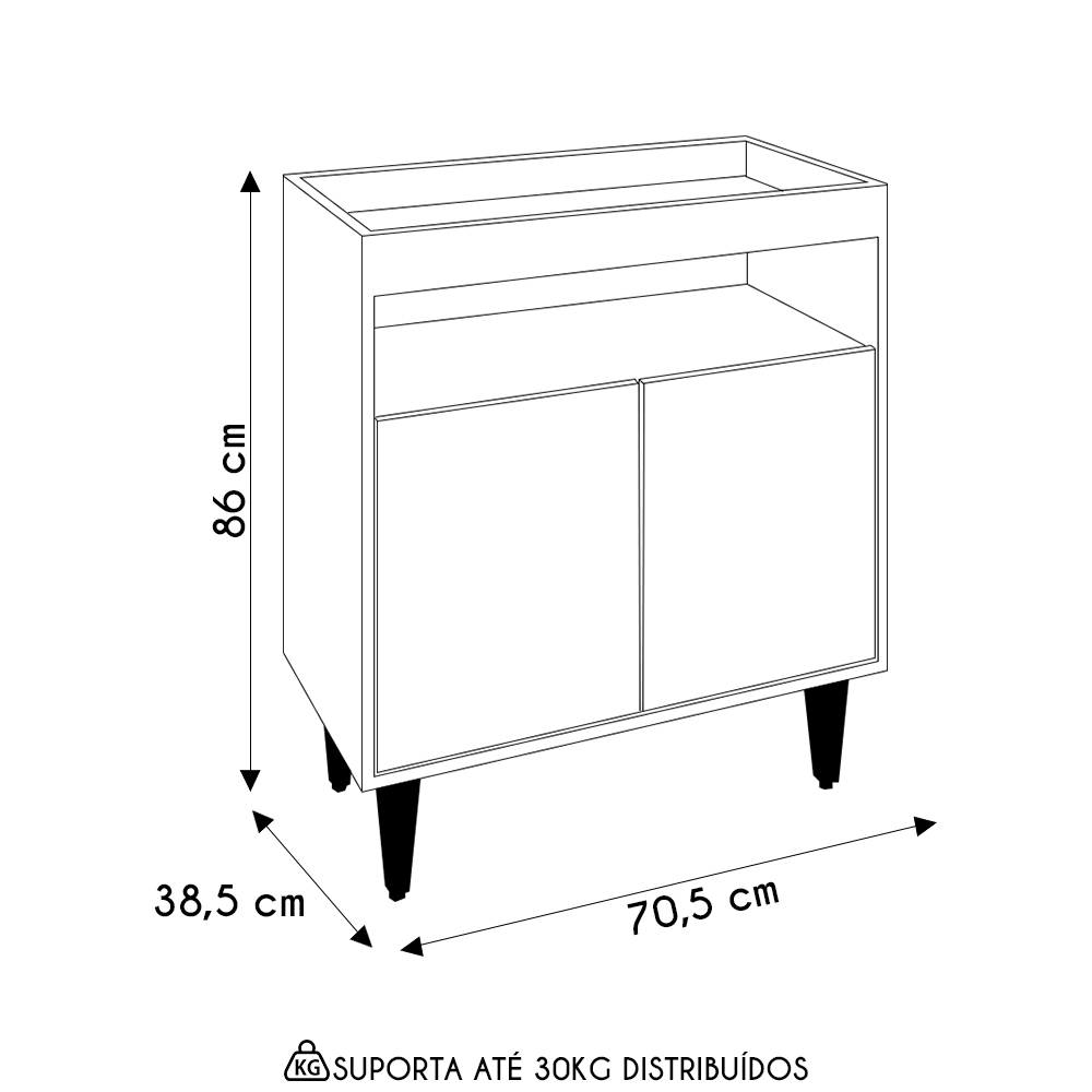 Balcão Aparador Buffet Cantinho do Café 71cm Lice Z34 Preto - Mpozenato