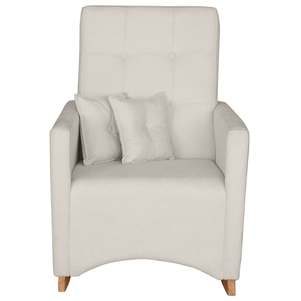 Poltrona Amamentação Base Madeira Balanço Lola Bouclê Off F03 - Mpozenato