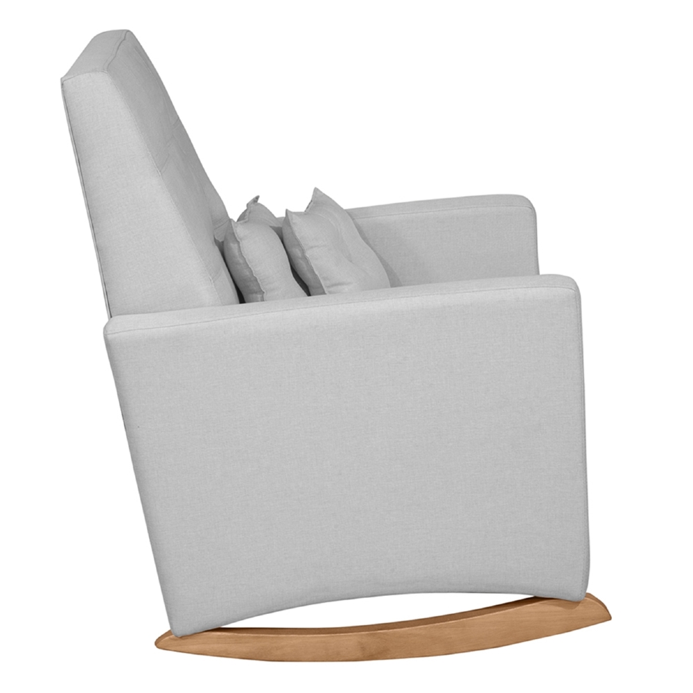 Poltrona Amamentação Base Madeira Balanço Lola Linho Cinza F03 - Mpozenato