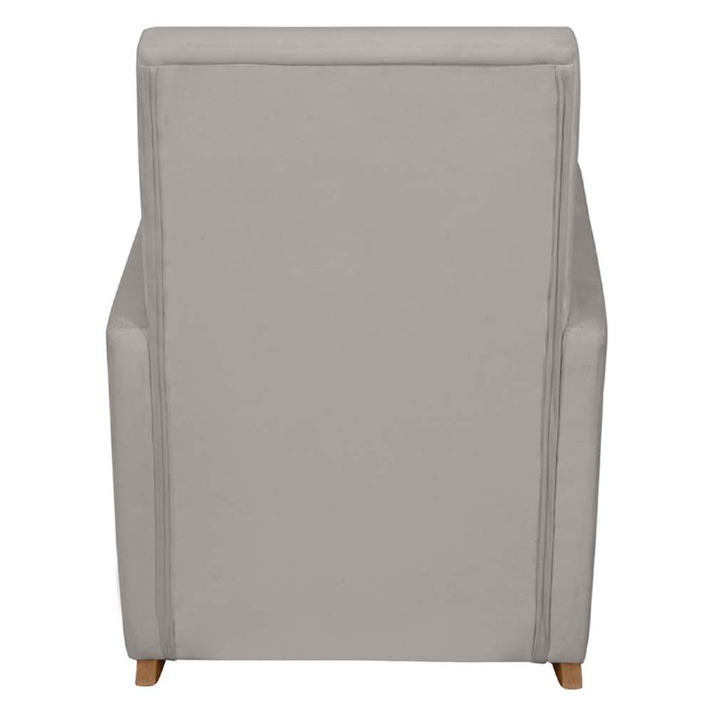 Poltrona Amamentação Base Madeira Balanço Lola Veludo Cinza F03 - Mpozenato