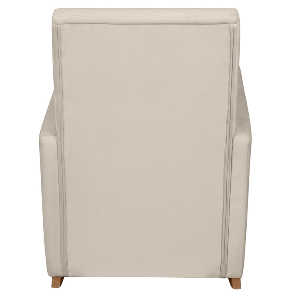 Poltrona Amamentação Base Madeira Balanço Lola Veludo Off F03 - Mpozenato