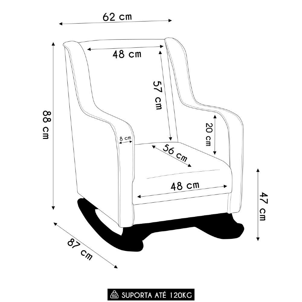 Poltrona Amamentação Base Madeira Balanço Vick Linho Bege F03 - Mpozenato