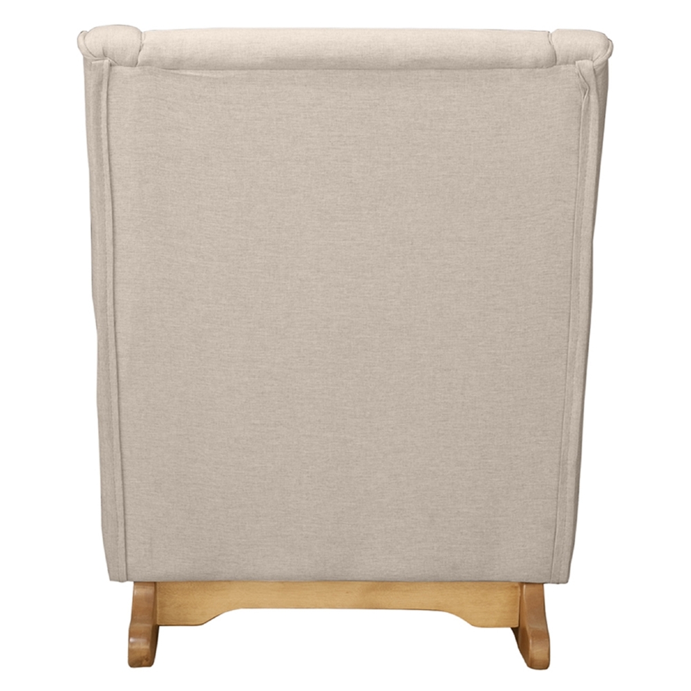 Poltrona Amamentação Base Madeira Balanço Vick Linho Bege F03 - Mpozenato