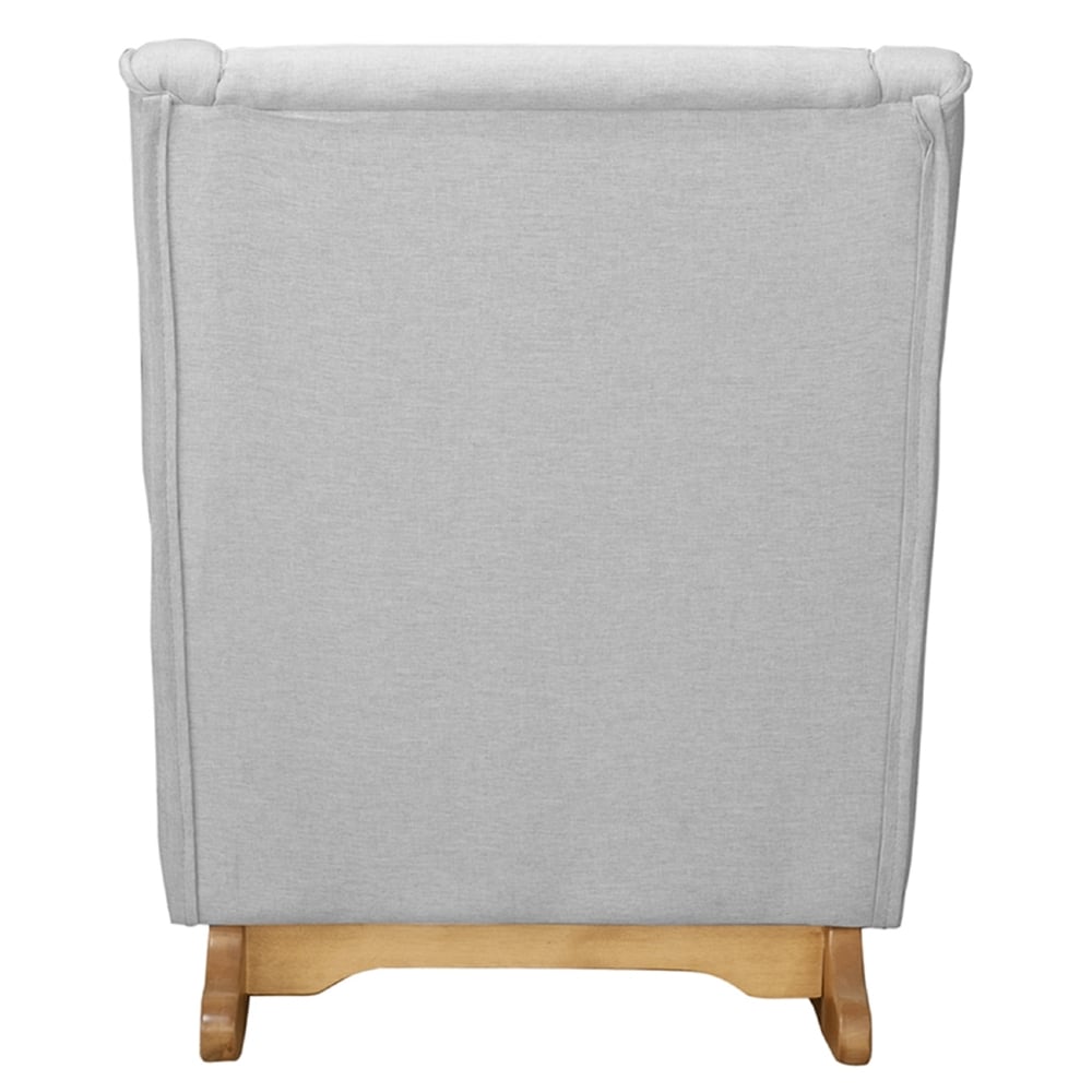 Poltrona Amamentação Base Madeira Balanço Vick Linho Cinza F03 - Mpozenato